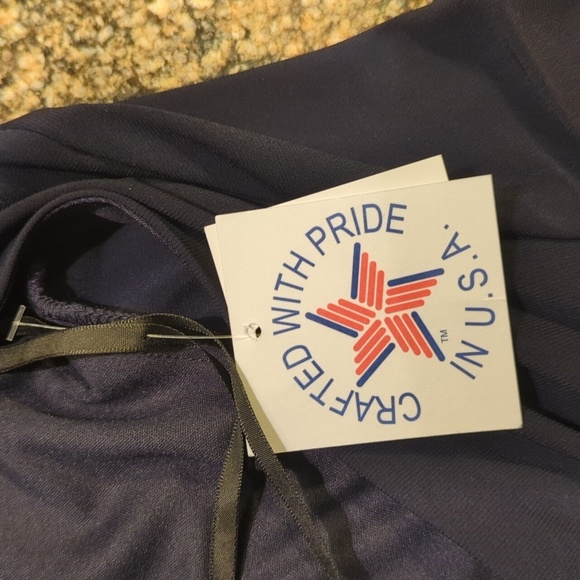 Betsy & Adam Elegant Navy Long Sleeve V Neck Ruched Slit Long Gown NWT Sz 10 - Picture 6 of 7